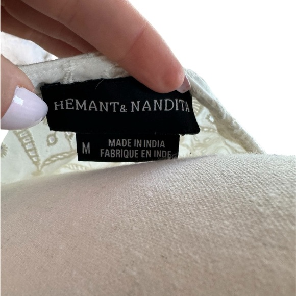 Anthropologie Hemant & Nandita Aditya White Embroidered Dress Size M - Picture 12 of 16